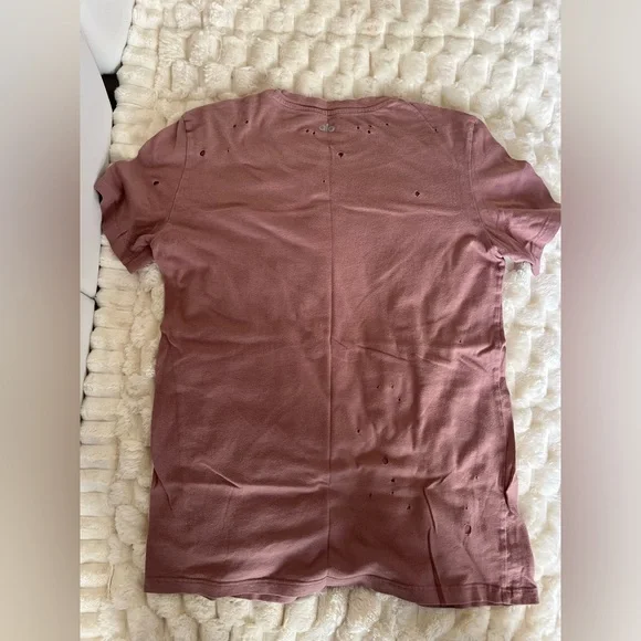 ALO Yoga Mauve Distressed Tee - Picture 3 of 3